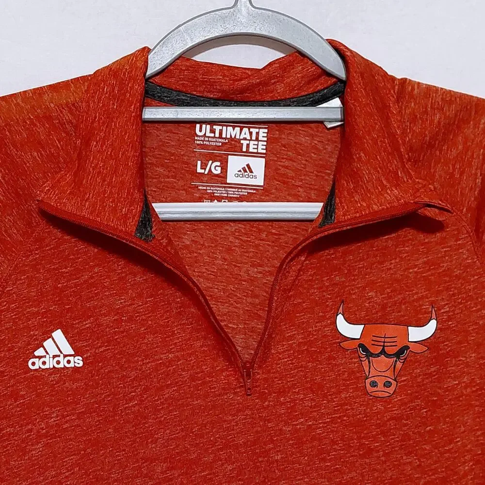 Adidas Chicago Bulls Ultimate Tee Mens Large Red‎ Quarter Zip Pullover Climalite